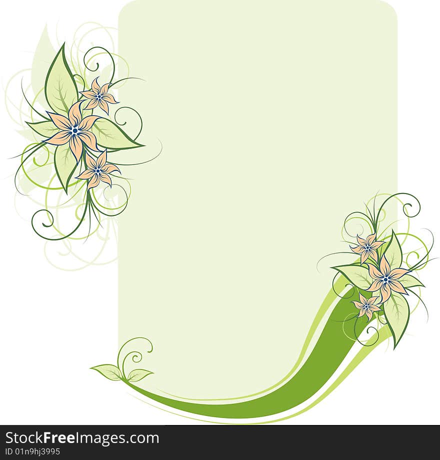 Abstract grunge floral frame, vector illustration. Abstract grunge floral frame, vector illustration