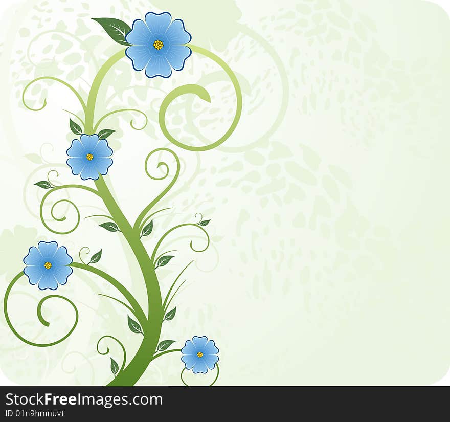 Green floral background. vector illustration