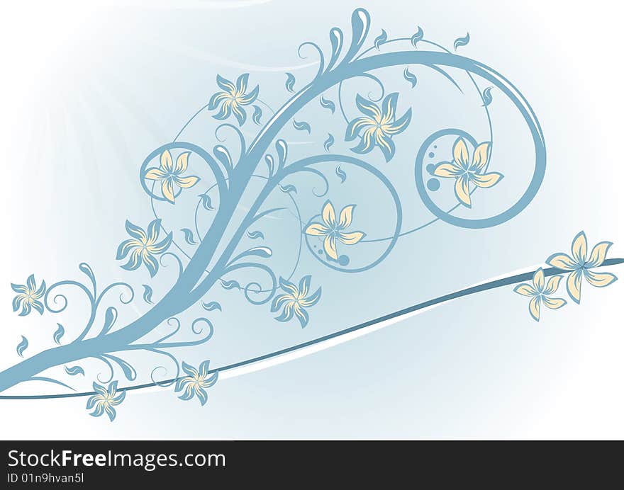 The Blue floral vector card