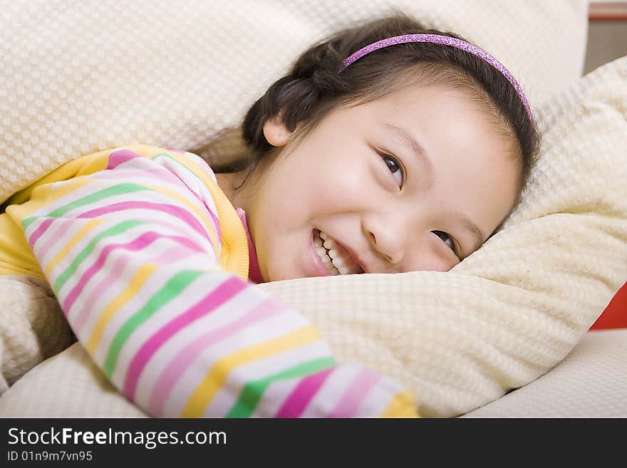 A Chinese girl with a smile happy