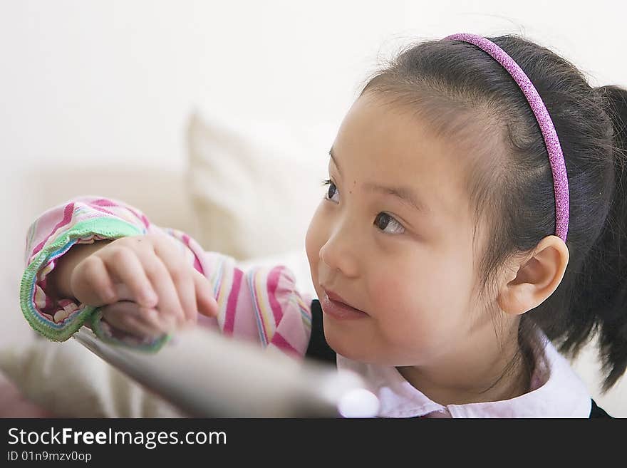 A Chinese girl with a smile happy