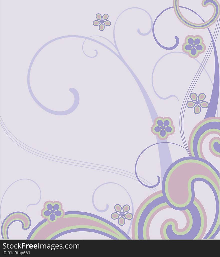 Flowers and waves. Vector illustration. Flowers and waves. Vector illustration