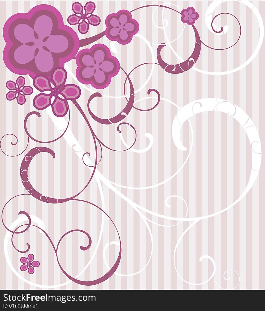 Flowers and waves. Vector illustration. Flowers and waves. Vector illustration