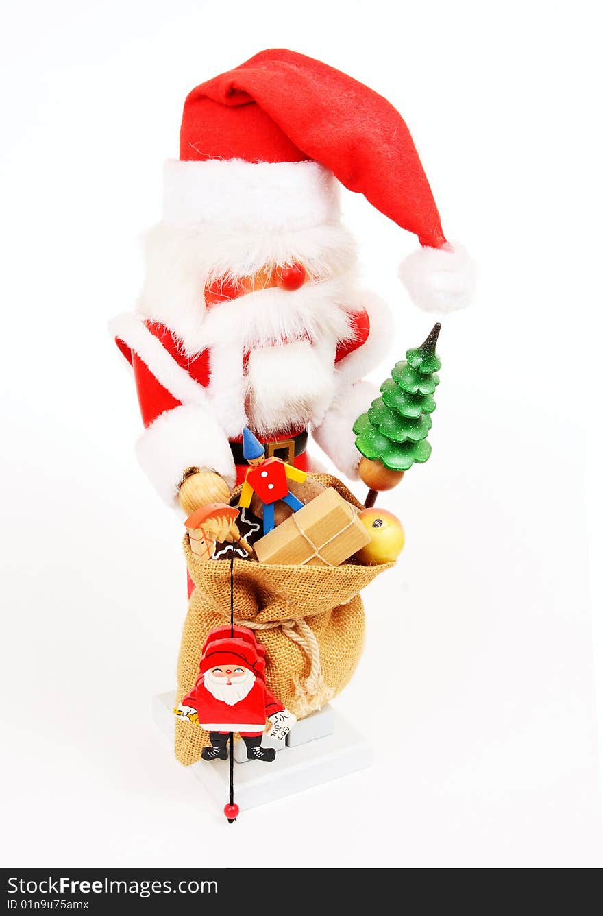 German Santa nut cracker with white background. German Santa nut cracker with white background