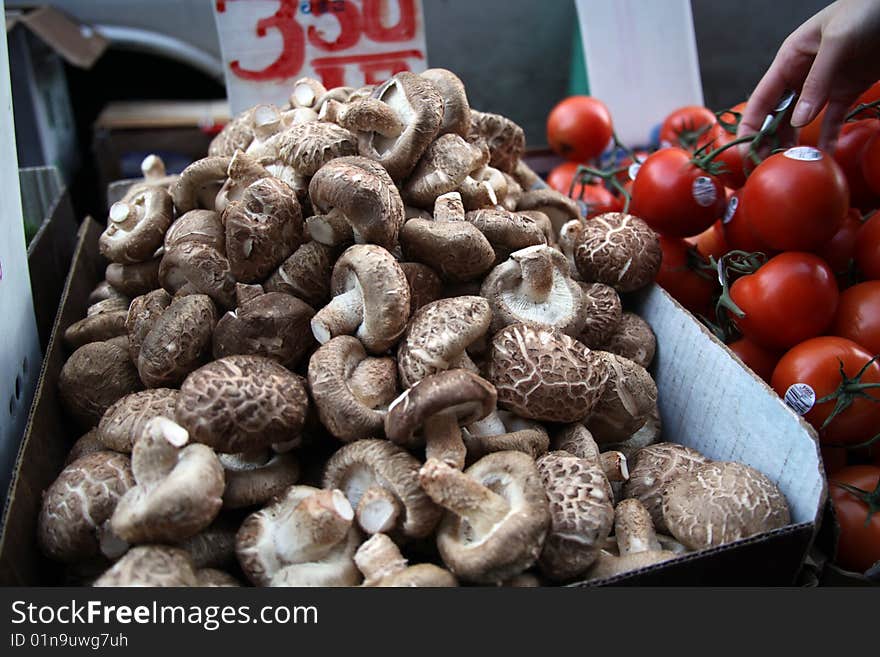 Mushrooms on street market