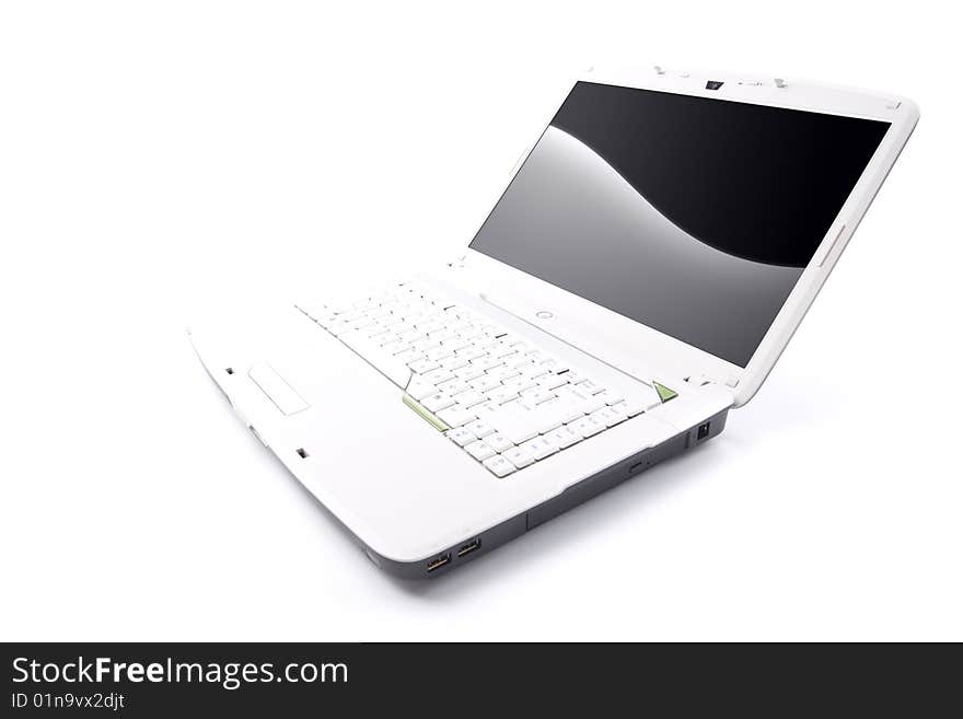 White laptop with mirror screen