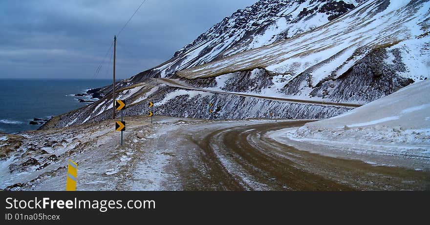 Road to Borgafjordur. Forgotten village in eastern Iceland. Road to Borgafjordur. Forgotten village in eastern Iceland.