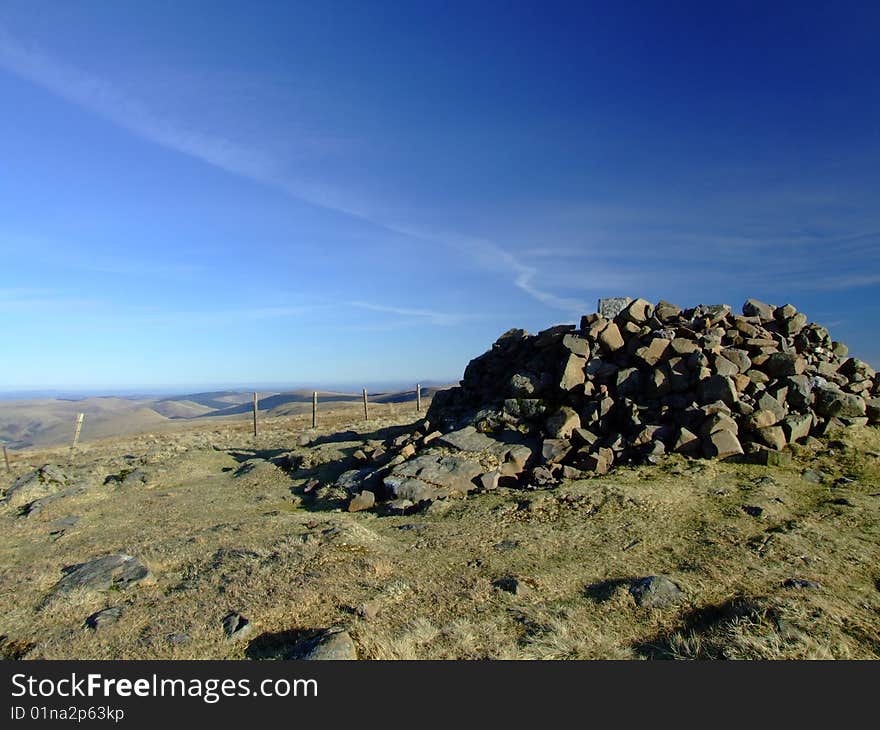 Top of Ben Cleuch, highest peak in Ochil Hills