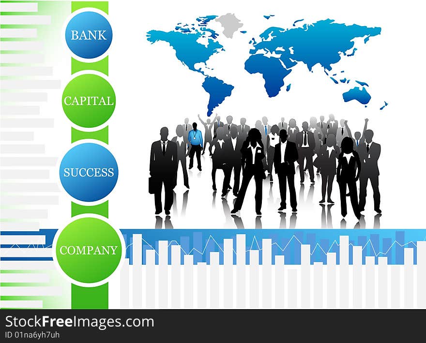 Vector illustration of business team. Concept of world biz. Vector illustration of business team. Concept of world biz