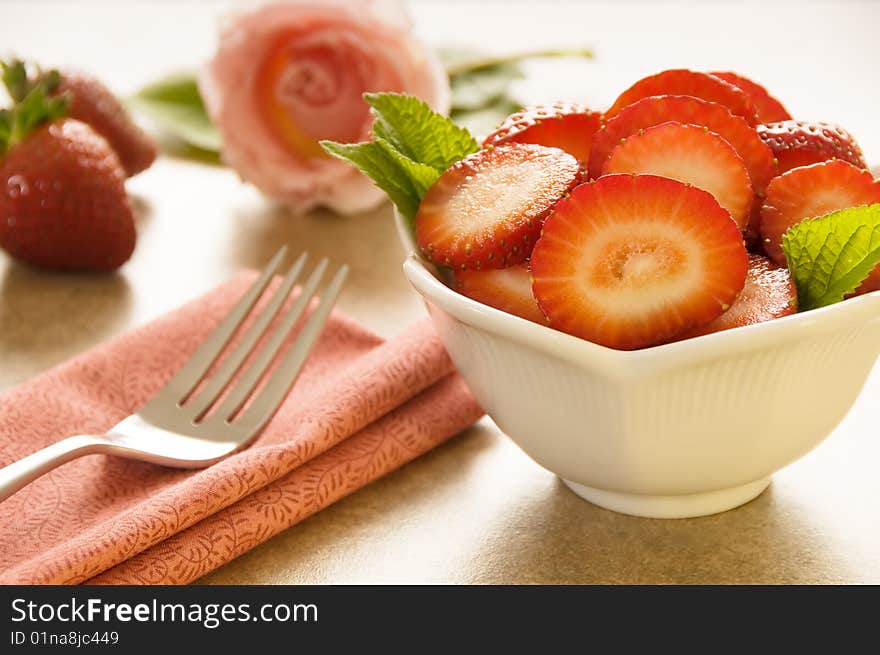 Fresh sliced strawberries