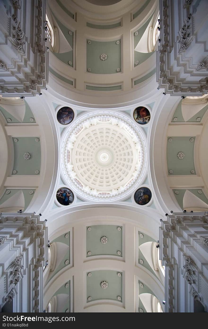 Magnificent interior ceiling cathedral. Urbino Basilica, Italy