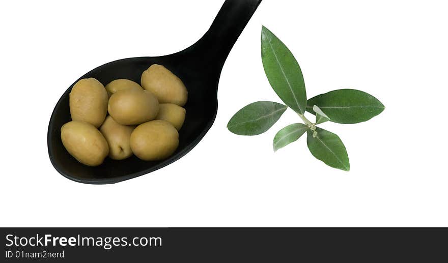 Olive fruits isolated on white background