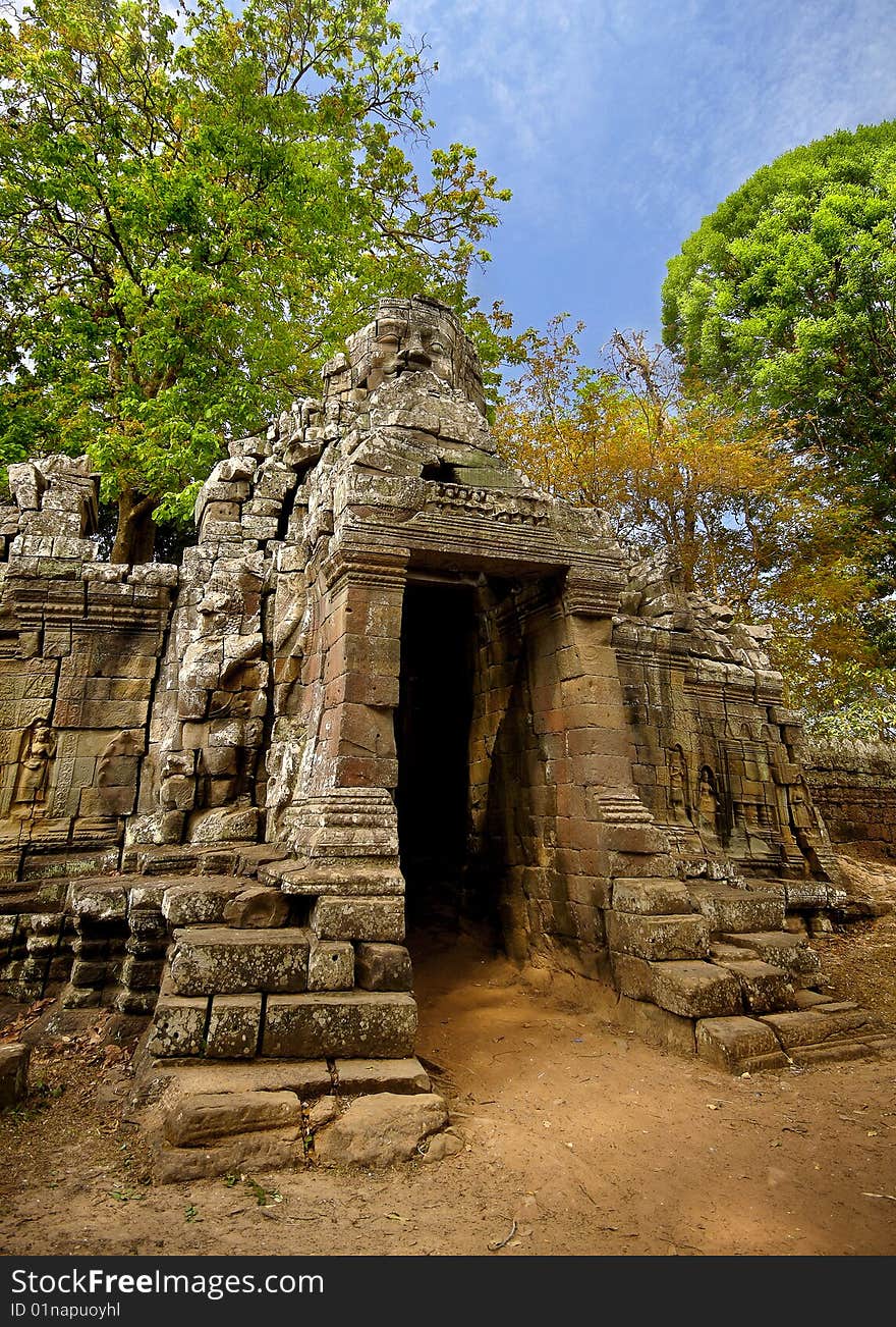 Temple gate at angkor wat cambodia