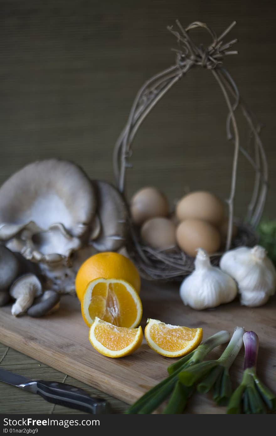 Fresh food on a cutting board