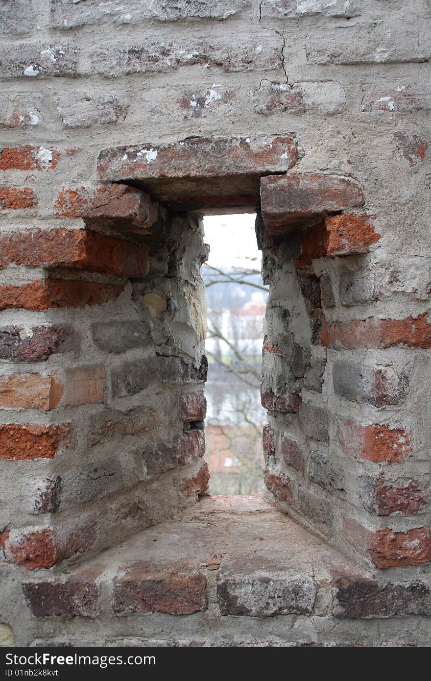 Observation port in fortress. Prague.