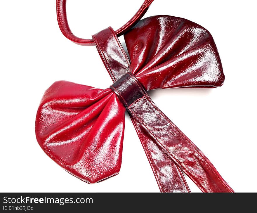 Leather bow isolated on white.