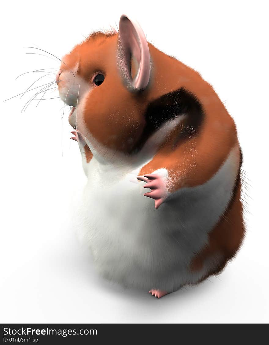 A hamster turned to the side looking happy, possibly waving at someone, or looking at text or design elements to the left. A hamster turned to the side looking happy, possibly waving at someone, or looking at text or design elements to the left.