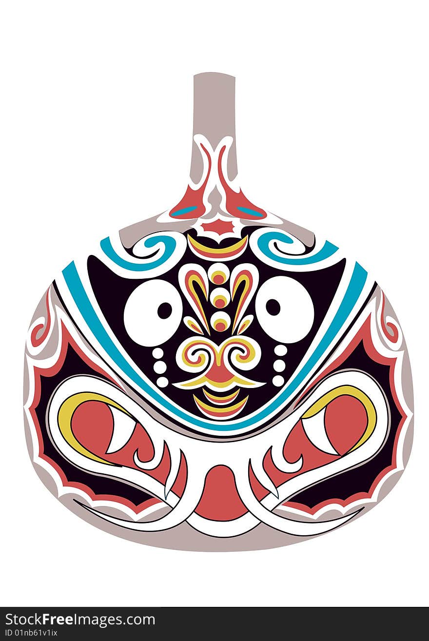 Illustration drawing of peking opera mask on porcelain. Illustration drawing of peking opera mask on porcelain