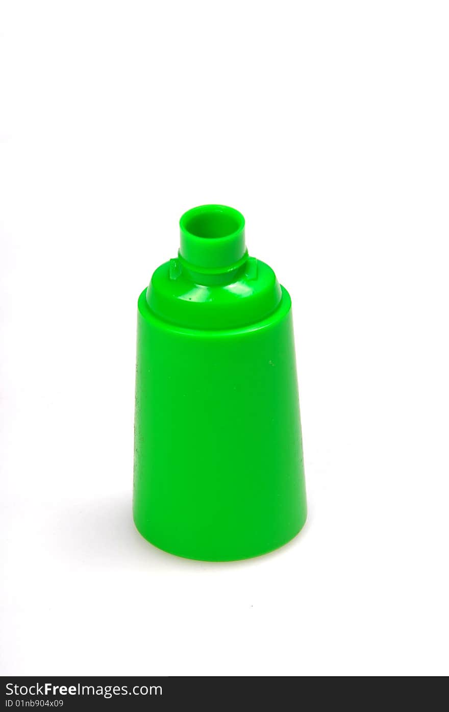 Green bottle isolated on white background.