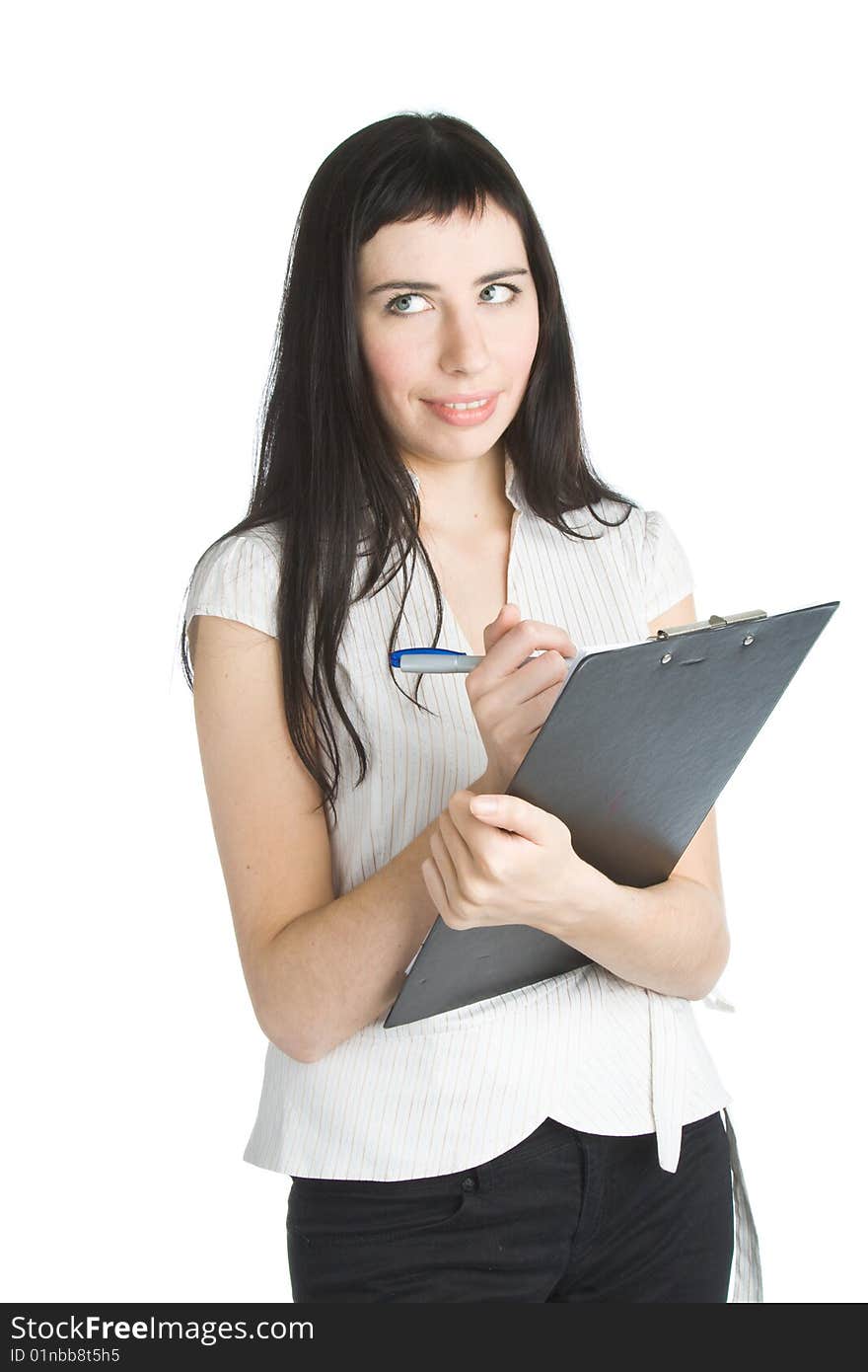 Young smiling woman in a business suit