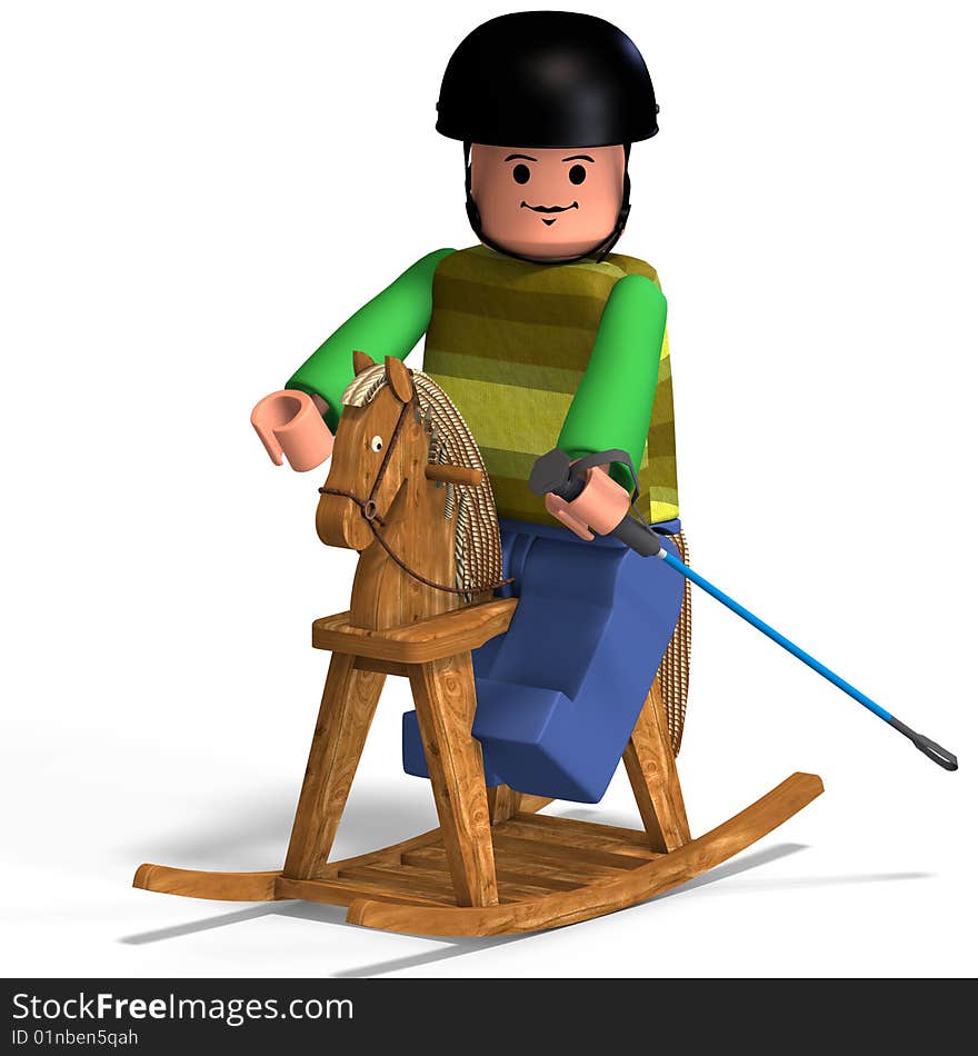 Avatar Toy Boy rides the rocking horse. With Clipping Path. Avatar Toy Boy rides the rocking horse. With Clipping Path