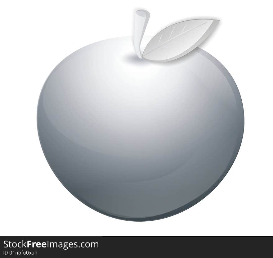 Vector illustration: isolated digital apple, grey and white