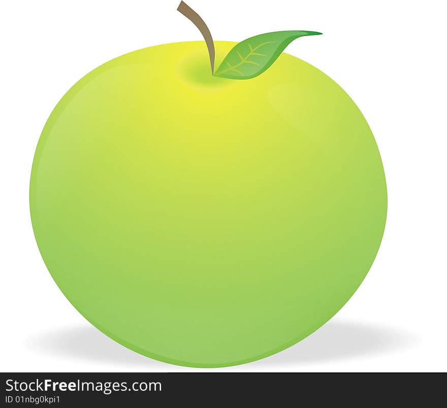 Vector illustration: isolated green tasty apple. Vector illustration: isolated green tasty apple