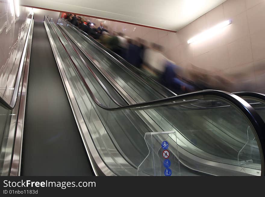 People in escalator merto station. People in escalator merto station