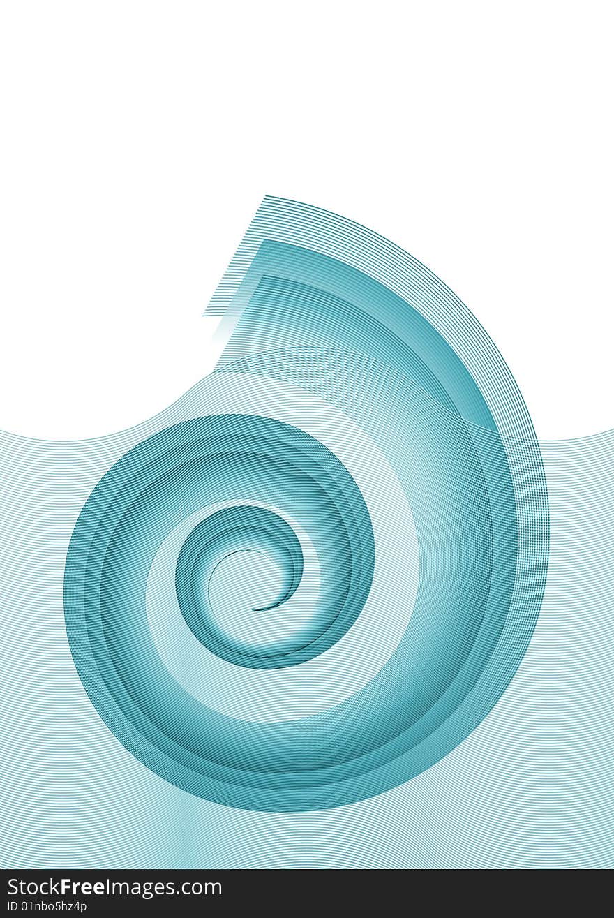 Abstract illustration aquamarine seashell, wavy background. Abstract illustration aquamarine seashell, wavy background