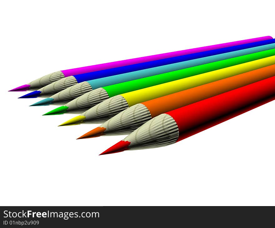 3d pencil set in color. 3d pencil set in color