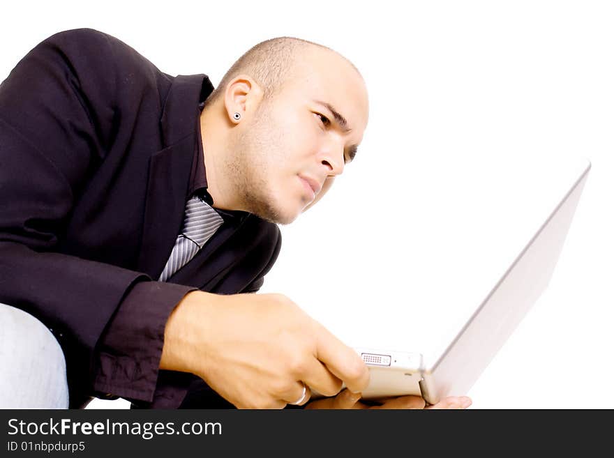 Young business man on white background