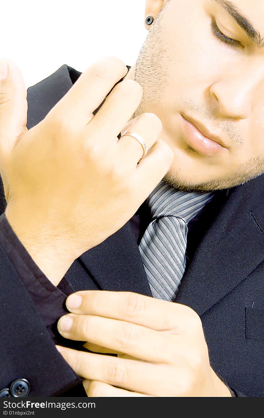 Business man with gray tie. isolated image