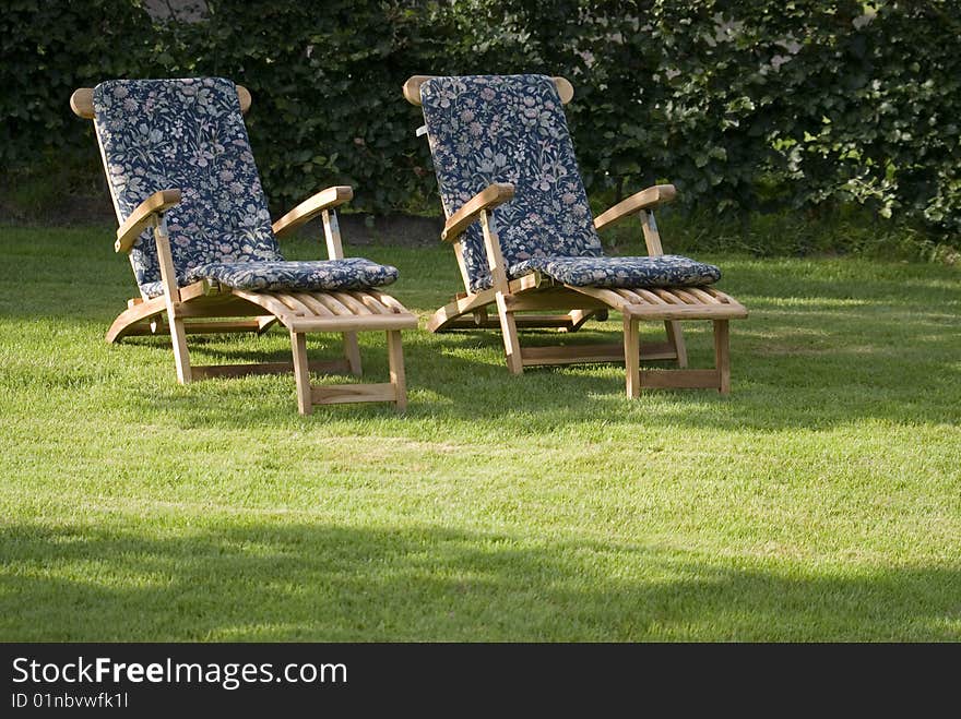 Two bed chairs in the garden. Two bed chairs in the garden