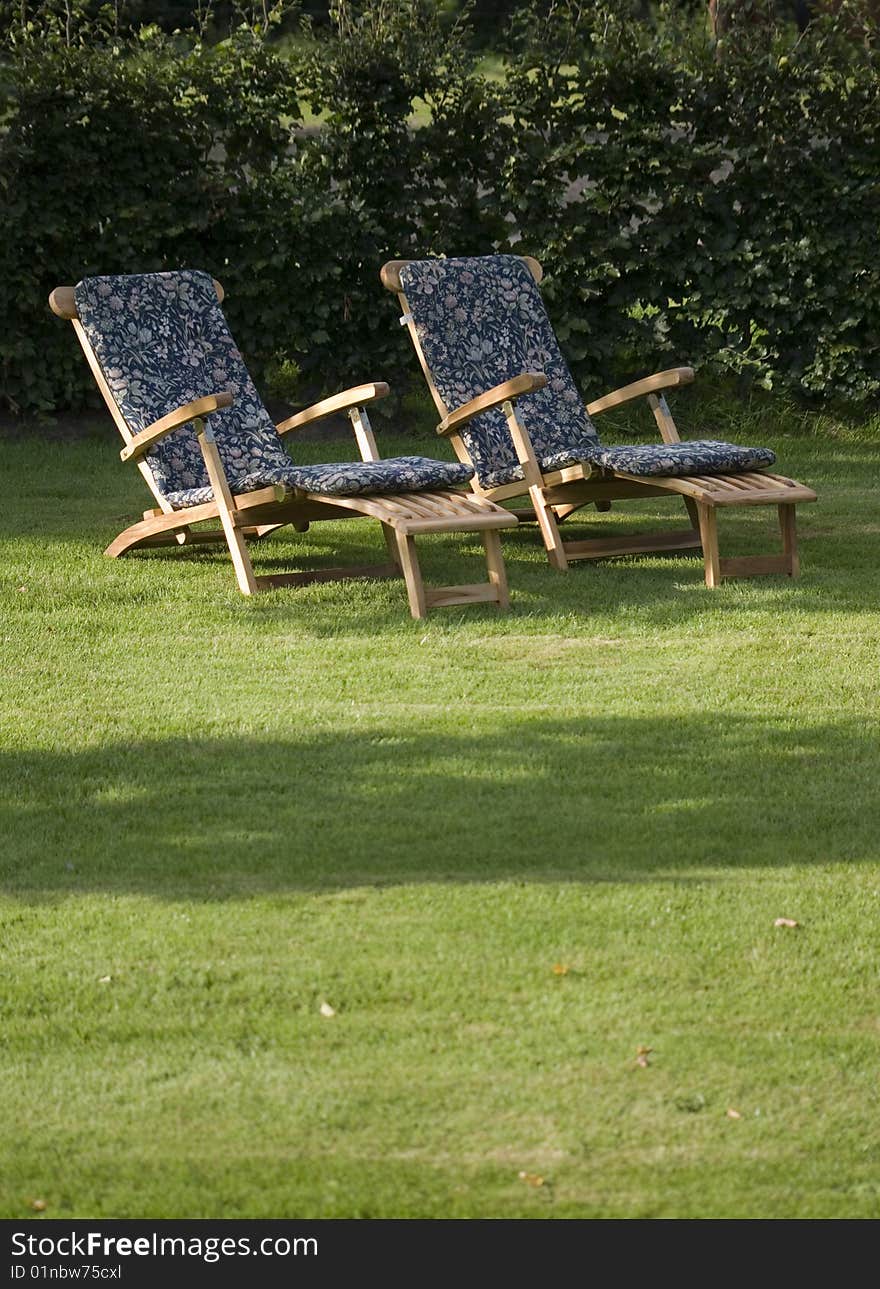 Two bed chairs in the garden. Two bed chairs in the garden