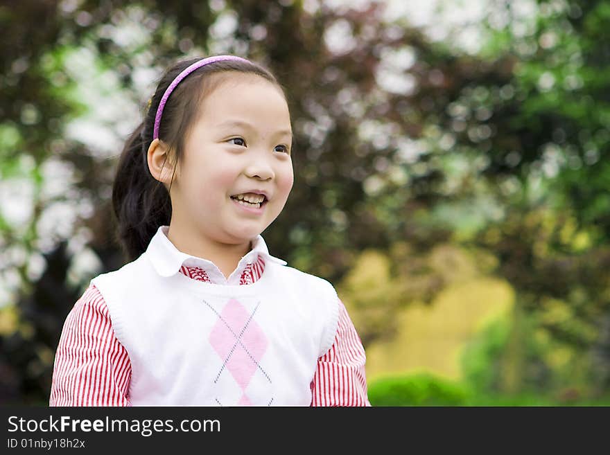 A Chinese girl with a smile happy