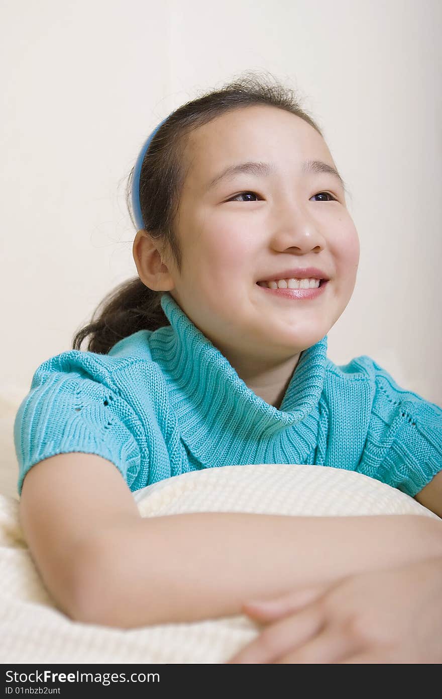 A Chinese girl with a smile happy