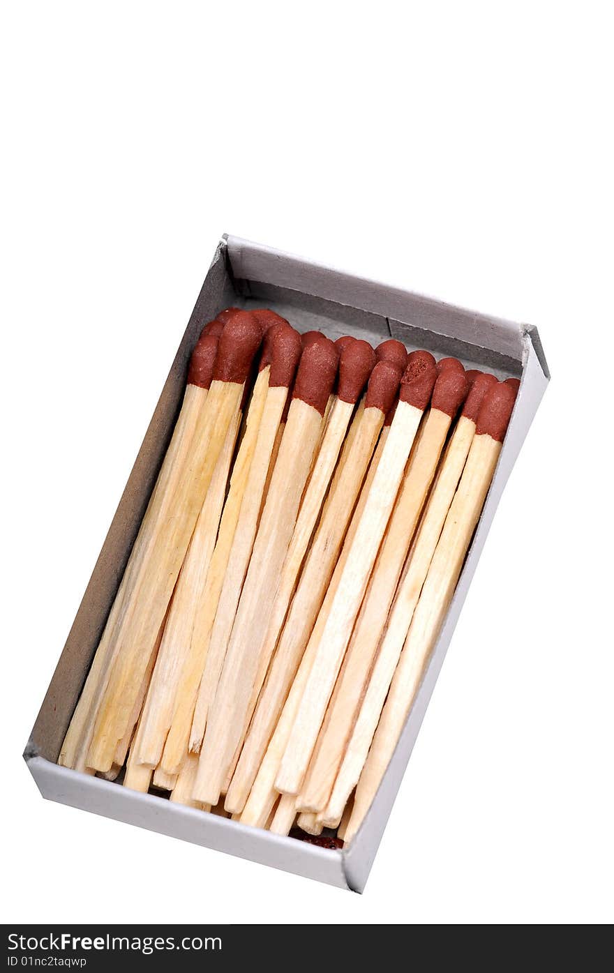 Matchsticks in box isolated on white.