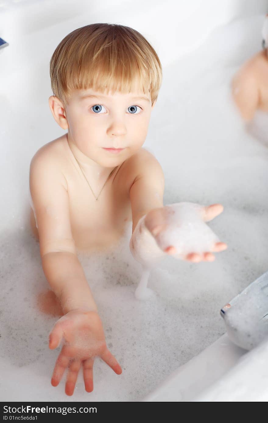 Sweet child taking a bath. Sweet child taking a bath.