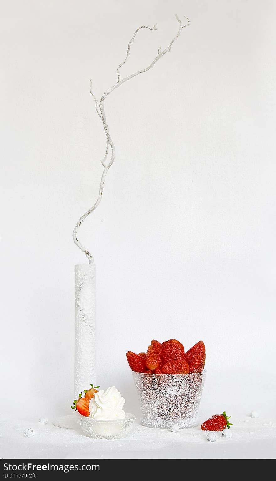 Still life in white with strawberries. Still life in white with strawberries