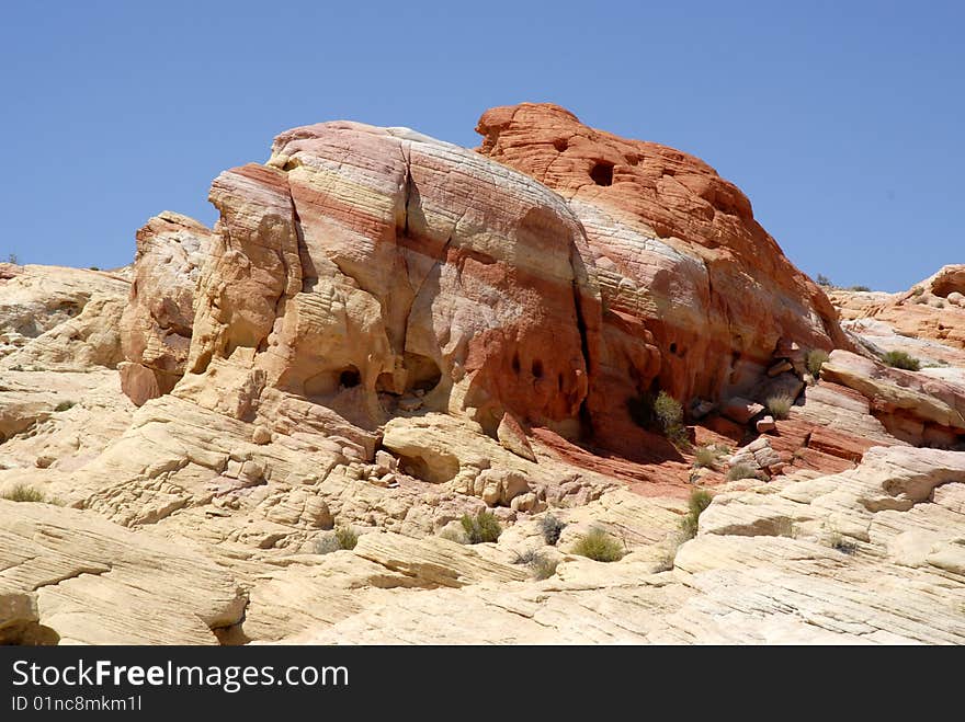 Multi colored rock formation in Valley of Fire