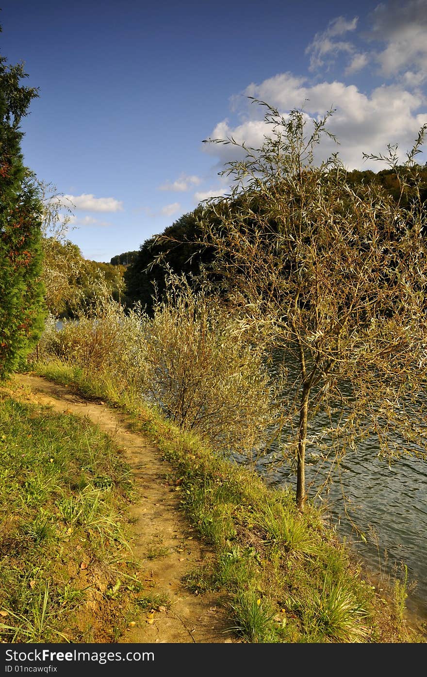 Pathway by the lake