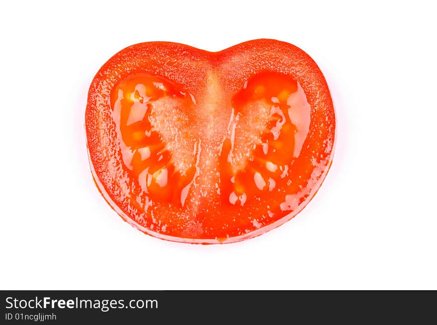 Tomato on the white background