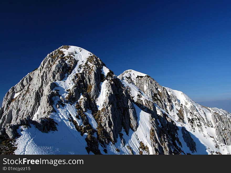 Romania-winter mountain ridge