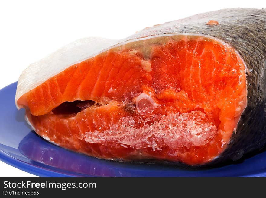 Fresh salted fish on a white background