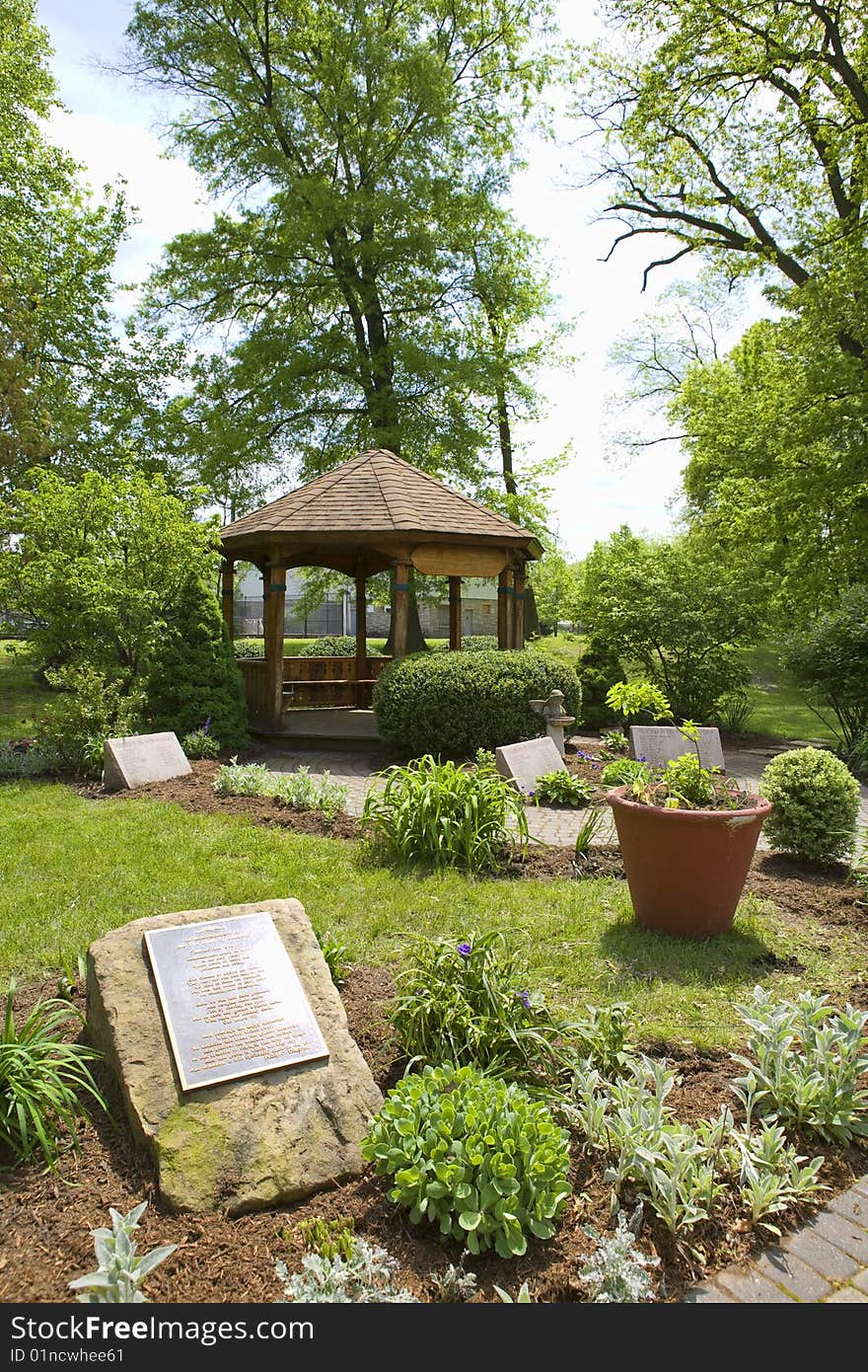 A beautifil gazebo and memorial for deceased youths. A beautifil gazebo and memorial for deceased youths