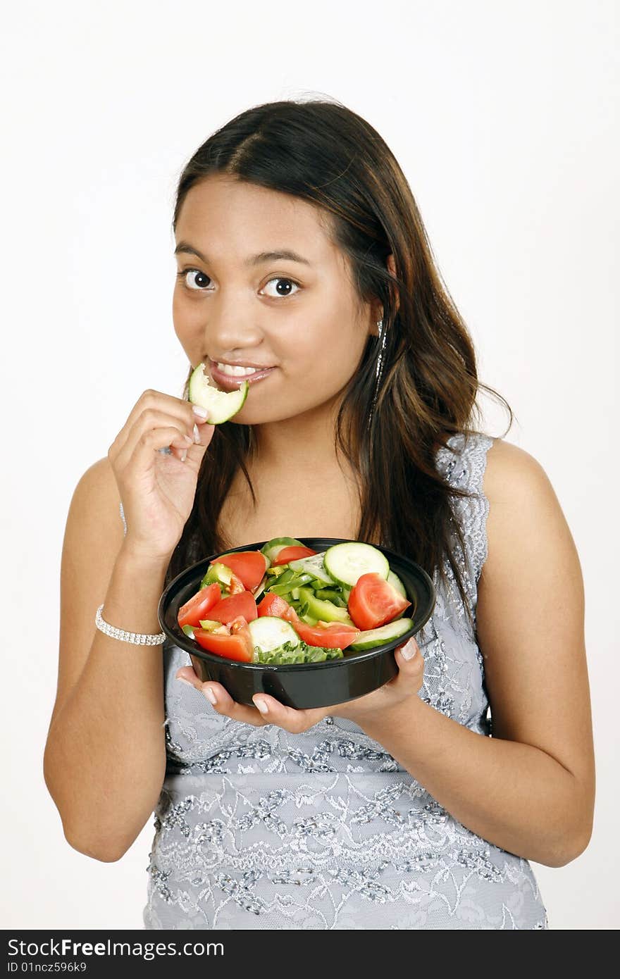 Girl Eating Salad