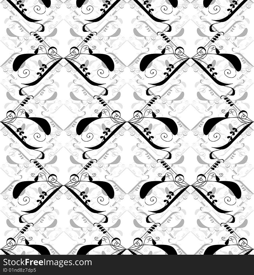 Seamless black ornament vector pattern. Seamless black ornament vector pattern