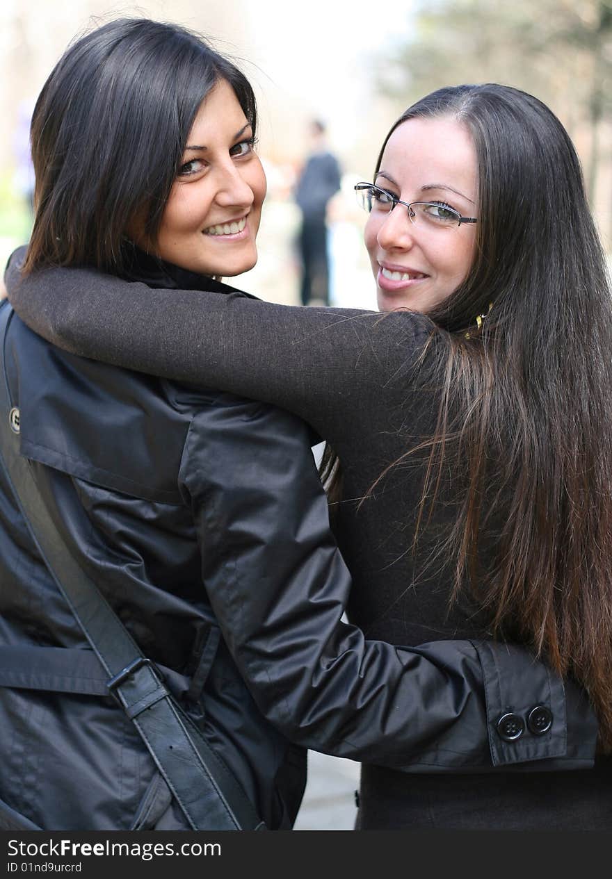 Best Girlfriends Having Fun In The Park