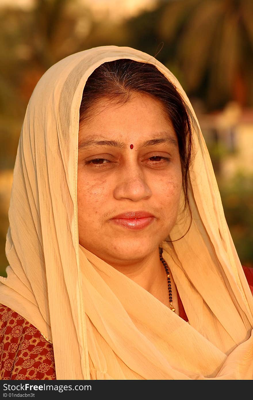 An Indian woman in a warm and relaxed mood having romantic thoughts. An Indian woman in a warm and relaxed mood having romantic thoughts.