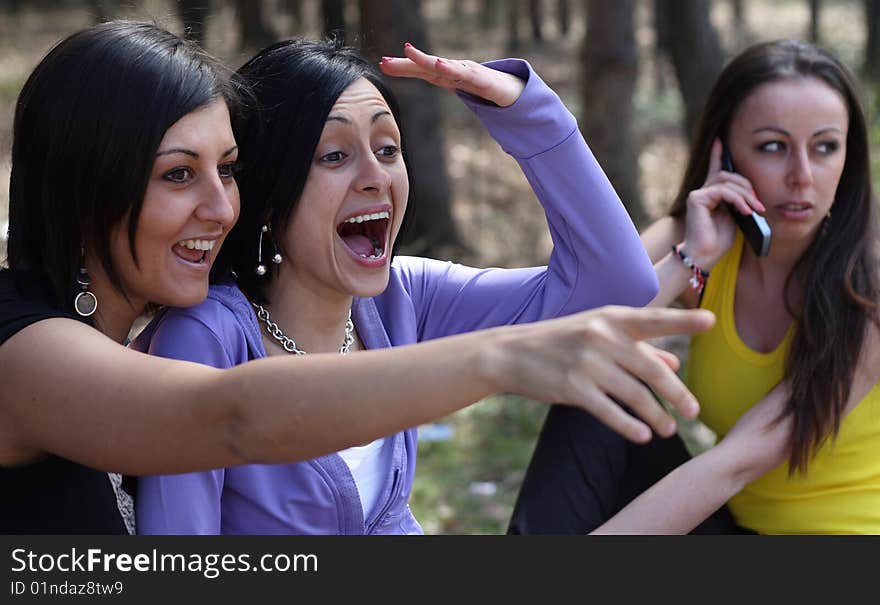 Beautiful girls in the park. Beautiful girls in the park